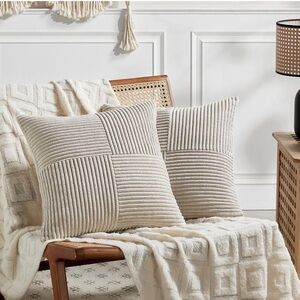 Fancy Homi 2 Packs Neutral Taupe Euro Decorative Throw Pillow Covers 26x26 New